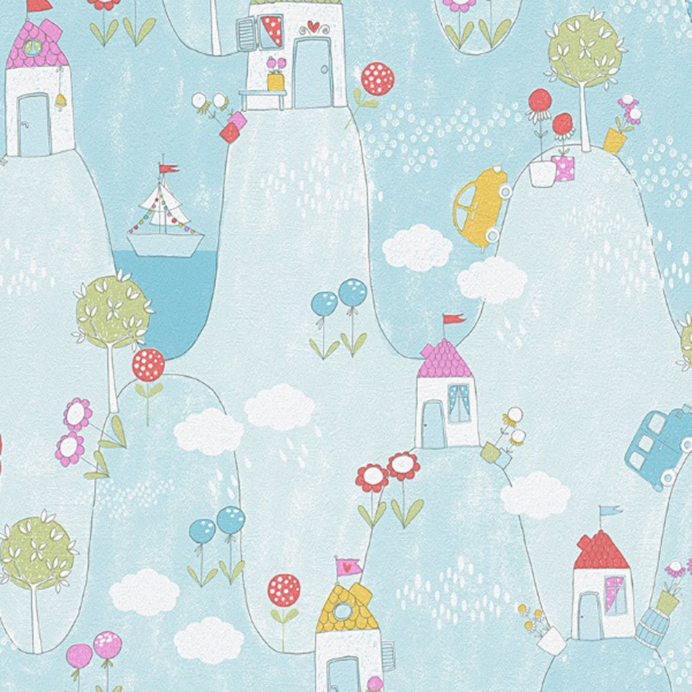 A.S. Creation Boys and Girls 5 Papier Tapete 305953 Kinder blau bunt