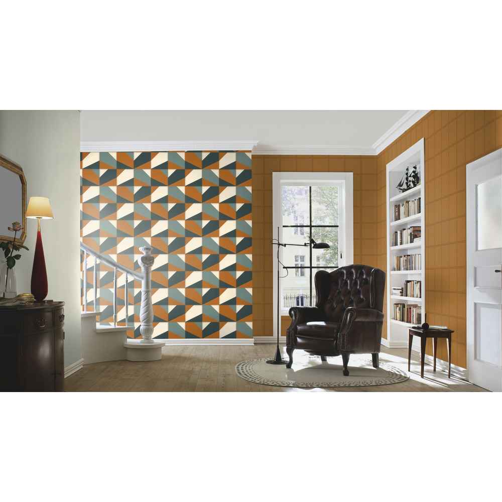 Rasch Club Vlies Tapete 419252 Grafik Leder braun grün creme grau