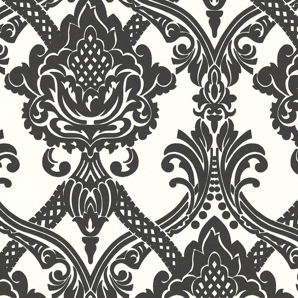 A.S. Creation Flock Vlies Tapete 554949 Barock schwarz weiß