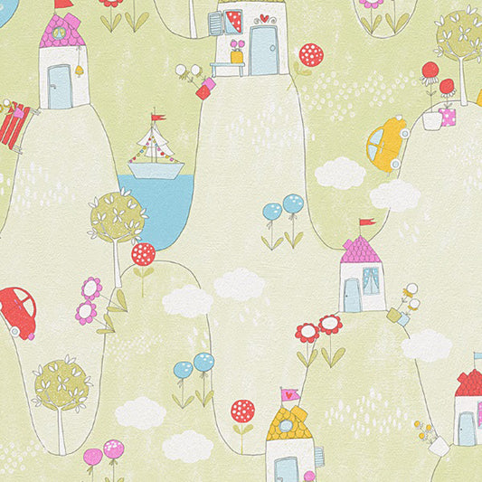 A.S. Creation Boys and Girls 5 Papier Tapete 305952 Kinder grün bunt
