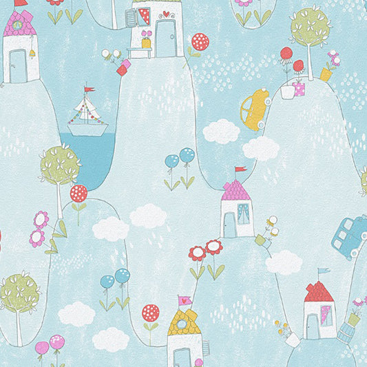 A.S. Creation Boys and Girls 5 Papier Tapete 305953 Kinder blau bunt