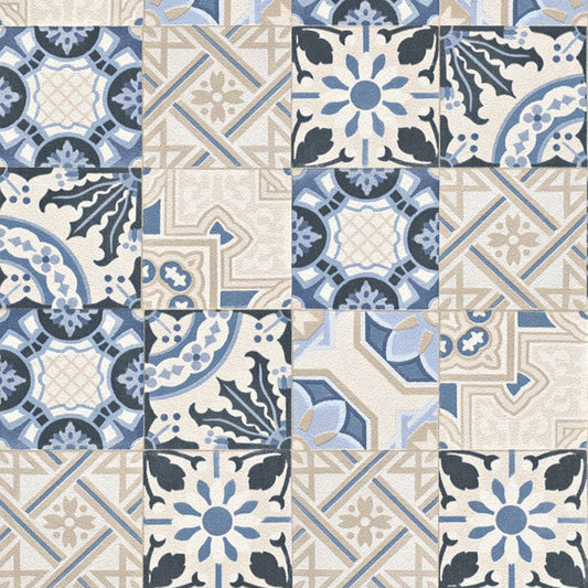 Rasch Crispy Paper Vlies Tapete 526325 Natur creme blau