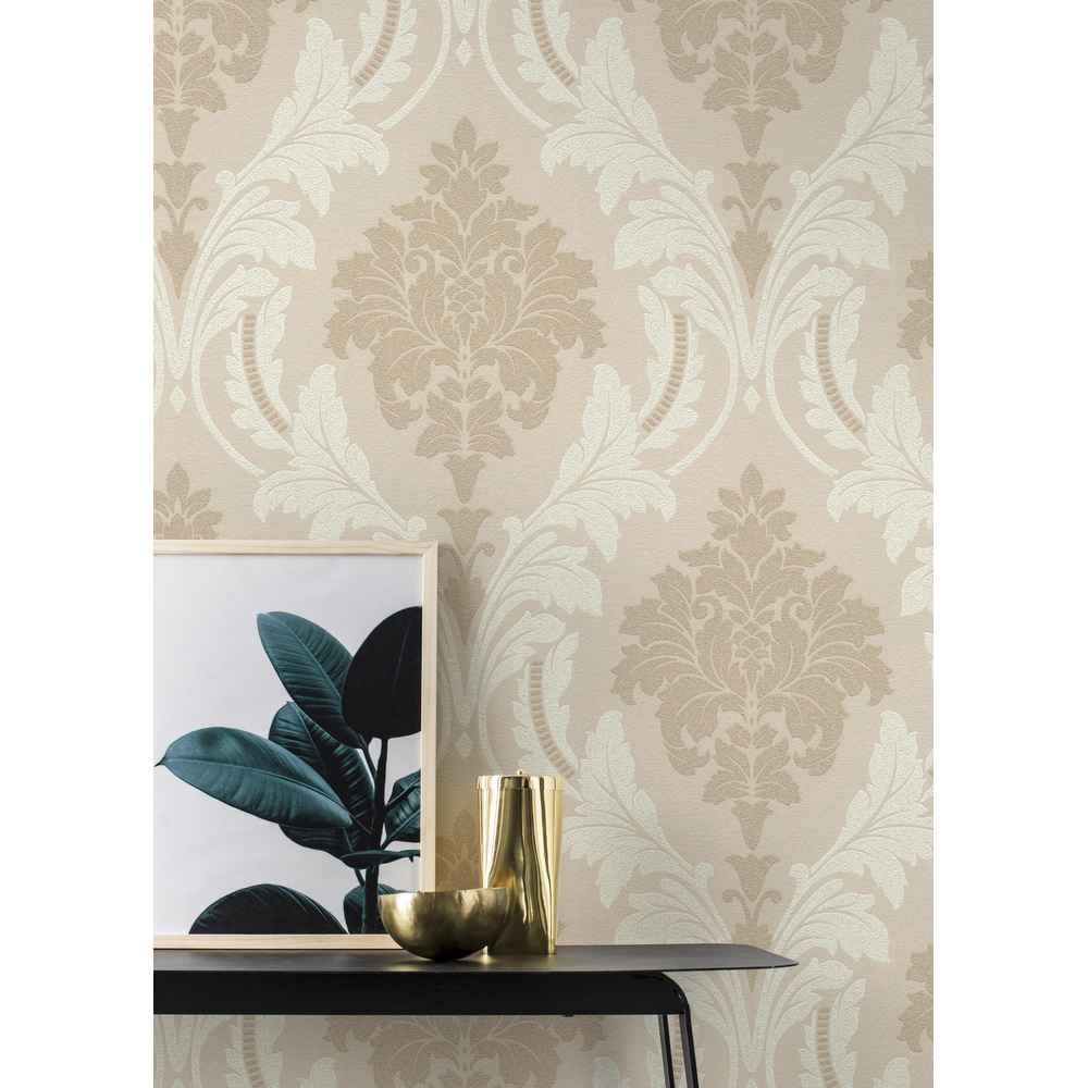 Rasch Glam Vlies Tapete 541618 Ornament weiß beige Glitzer