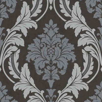 Rasch Glam Vlies Tapete 541663 Glitzer Ornament anthrazit silber-grausilber grau