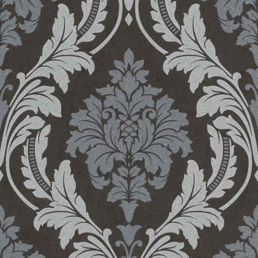 Rasch Glam Vlies Tapete 541663 Glitzer Ornament anthrazit silber-grausilber grau