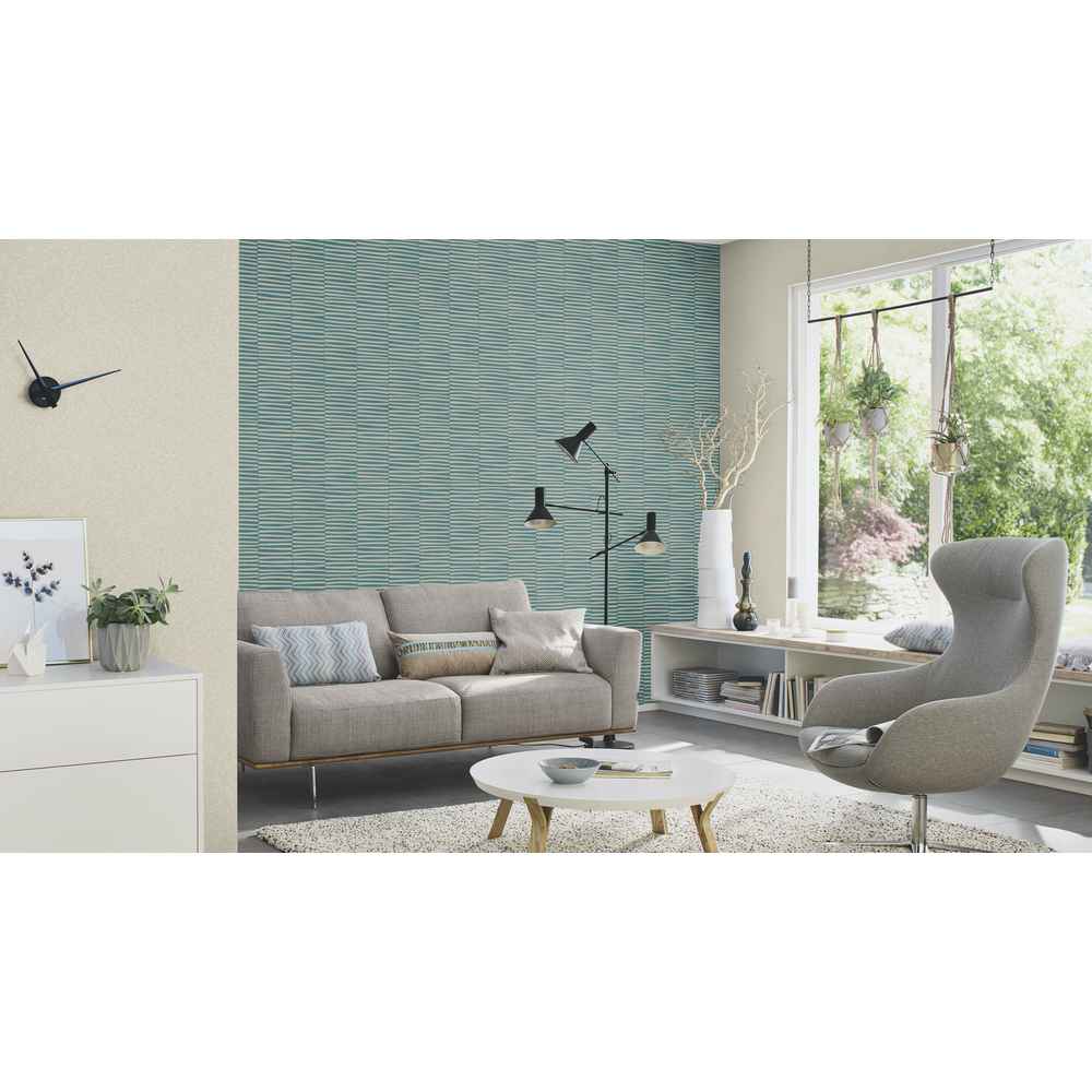 Rasch Glam Vlies Tapete 542066 Grafik Streifen türkis beige
