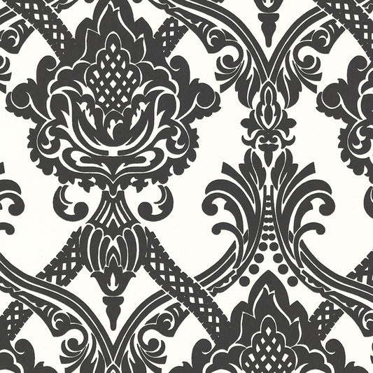 A.S. Creation Flock Vlies Tapete 554949 Barock schwarz weiß