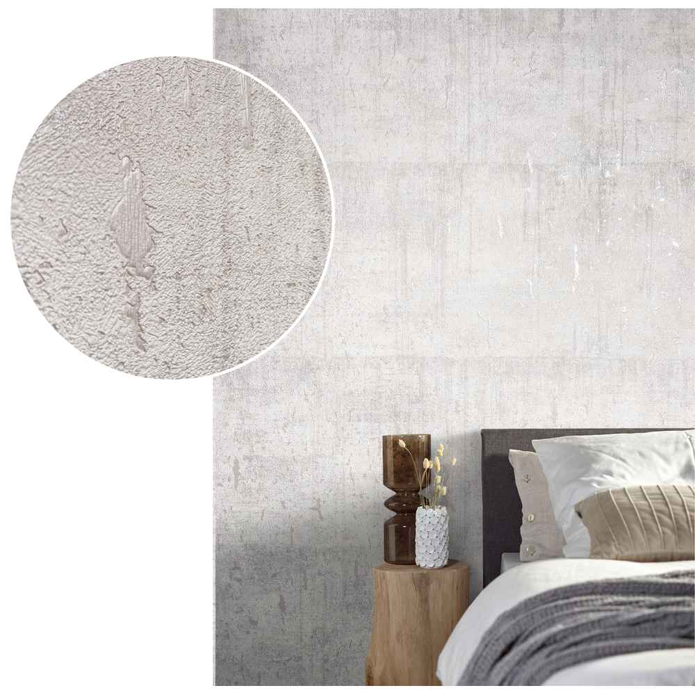 Marburg Natural Opulence Vlies Tapete 85753 Struktur Modern grau weiß metallic
