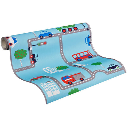 A.S. Creation Boys and Girls 5 Papier Tapete 936321 Straßen blau bunt
