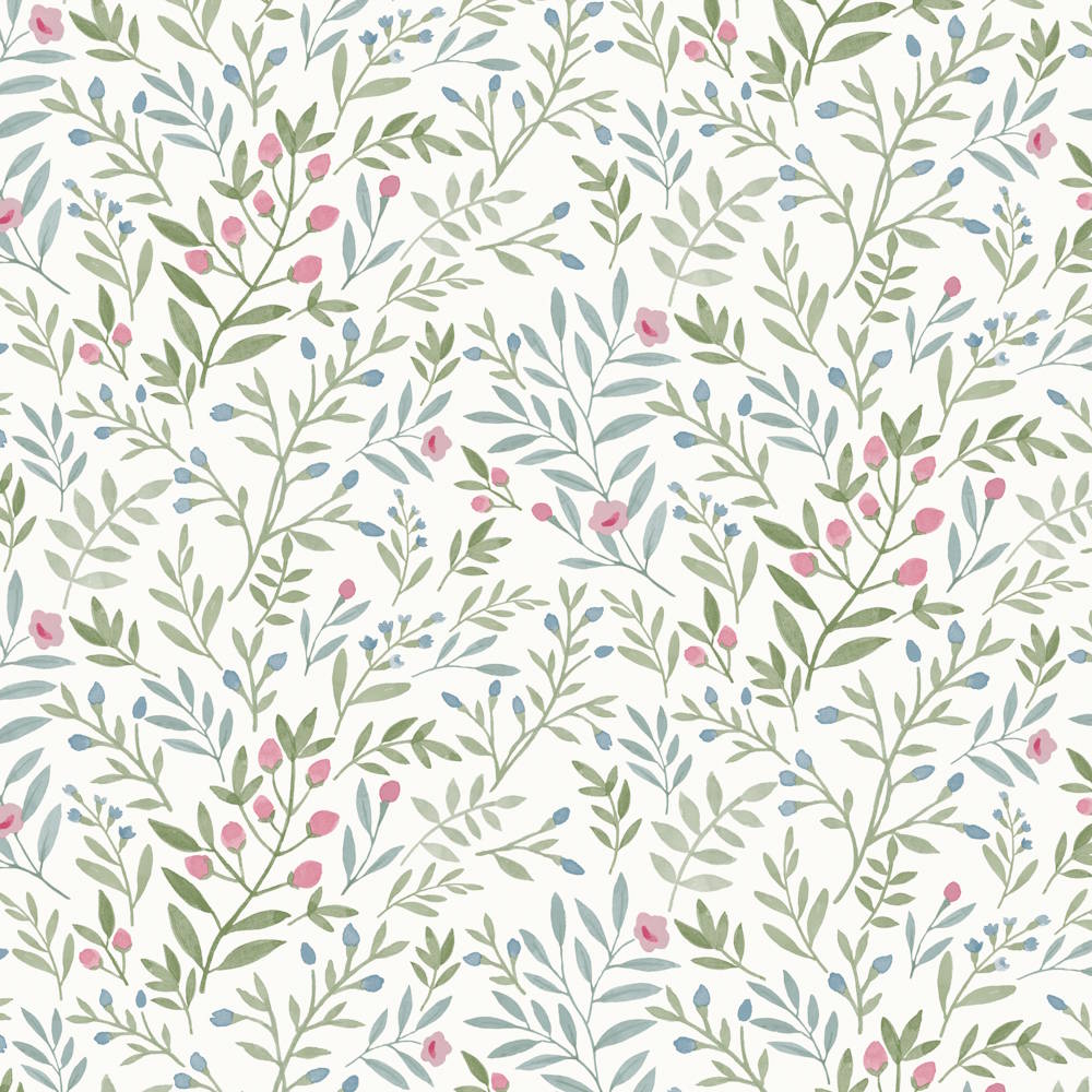 Grandeco Inia Vlies Tapete A78803 Muster Floral grün rosa blau