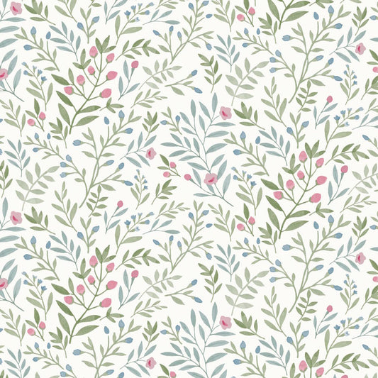 Grandeco Inia Vlies Tapete A78803 Muster Floral grün rosa blau