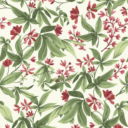 Grandeco Inia Vlies Tapete A80401 Muster Floral grün rot