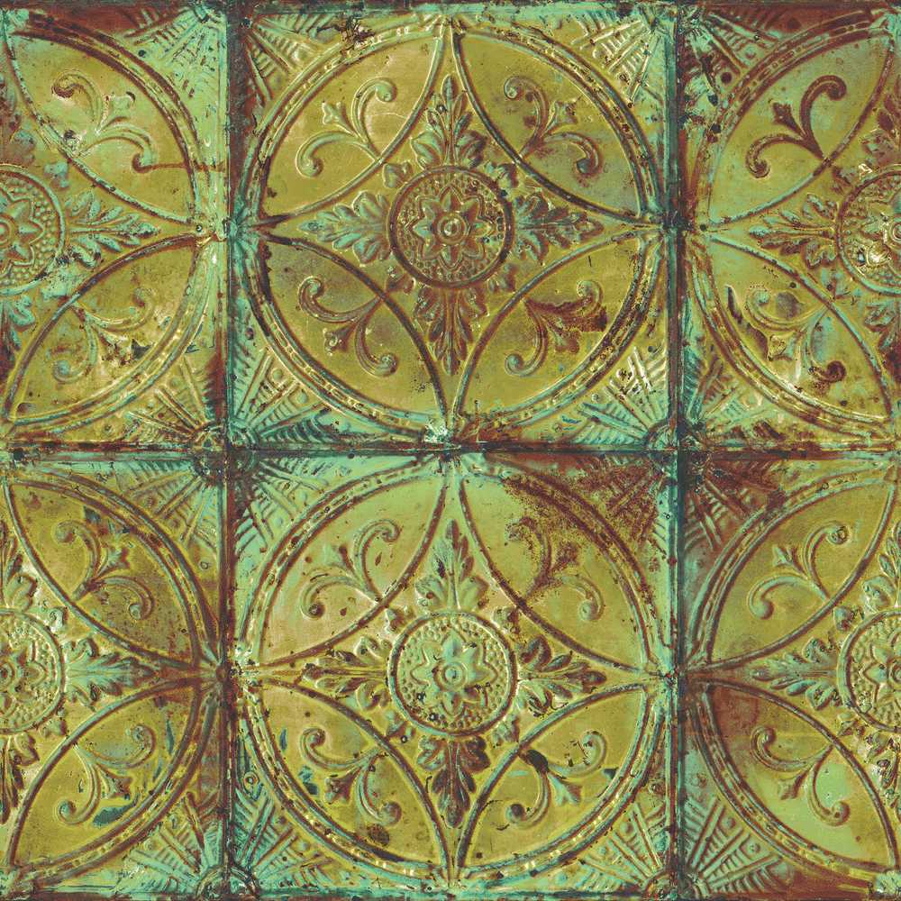 Essener Grunge Vlies Tapete G45376 Ornamente gold grün metallic