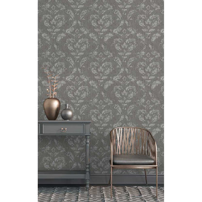 Essener Ambiance Vlies Tapete G67782   Textil Ornament grau blau silber metallic G67782 Textil Ornam